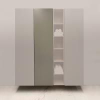 Burgbad Пенал подвесн 500хh1960х378 мм, SX, петли слева, с дверцой push-open, 4мя стеклянн полками,(отделка со всех сторон) цвет: Grey mattцена)