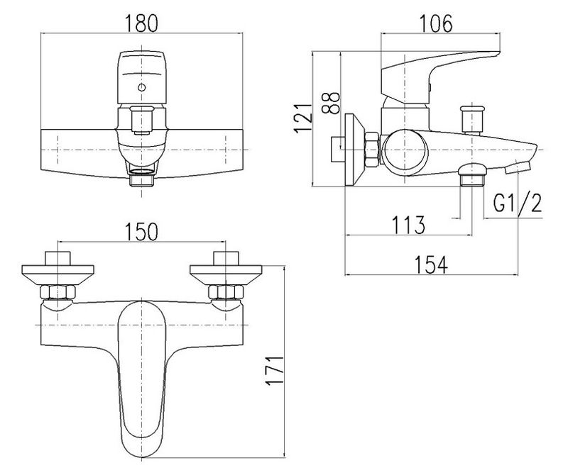Смеситель для ванны Rav Slezak Amur AM754.5