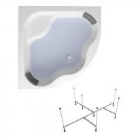 Комплект 3 в 1 Lavinia Boho Aveo S1-3704015P, акриловая ванна 150x150 см, усиленный металлический каркас с монтажным набором, мягкий силиконовый подголовник 2 штуки