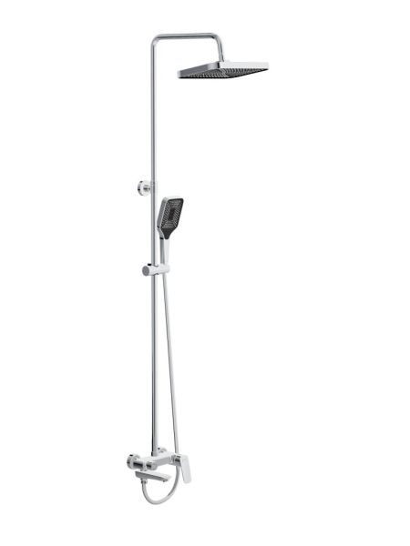 DUE Душевая стойка со смесителем и изливом, оружейная сталь DUE-VSCM-GM