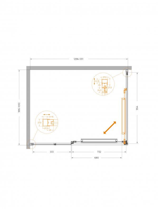 LUX-AH-FS-11-120/90-C-CR Душевой уголок, артикул LUX-AH-FS-11-120/90-C-CR