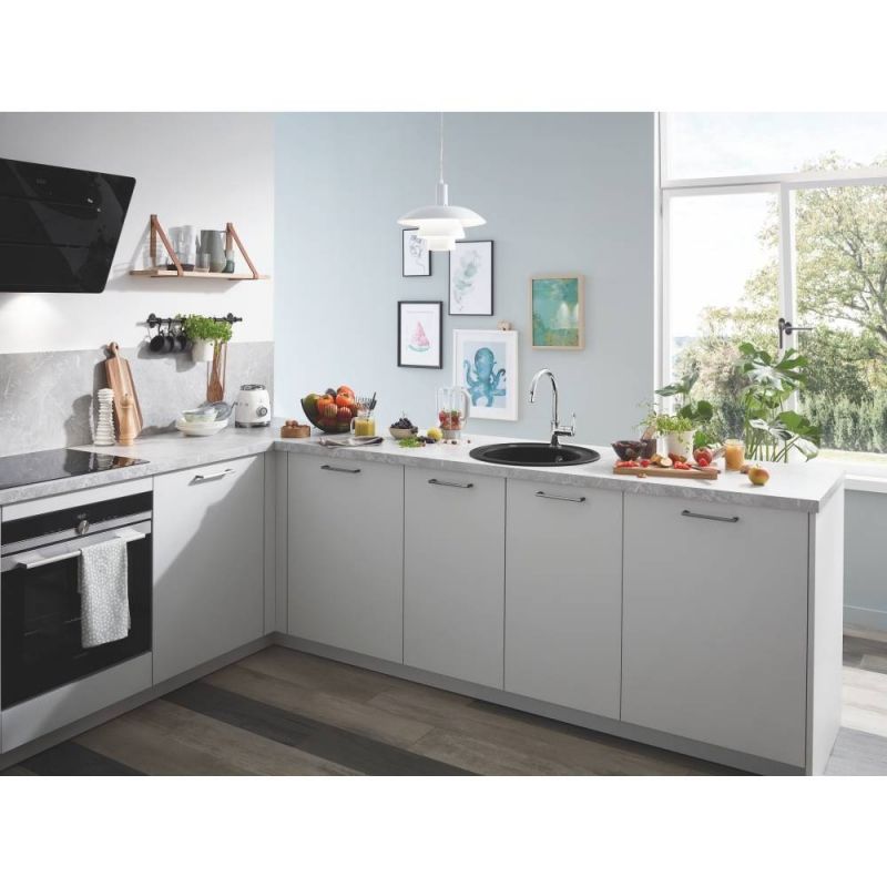 Мойка GROHE K200 с одной чашей, диаметр 510 мм, черный гранит (31656AP0) Мойка GROHE K200 с одной чашей, диаметр 510 мм, черный гранит (31656AP0)