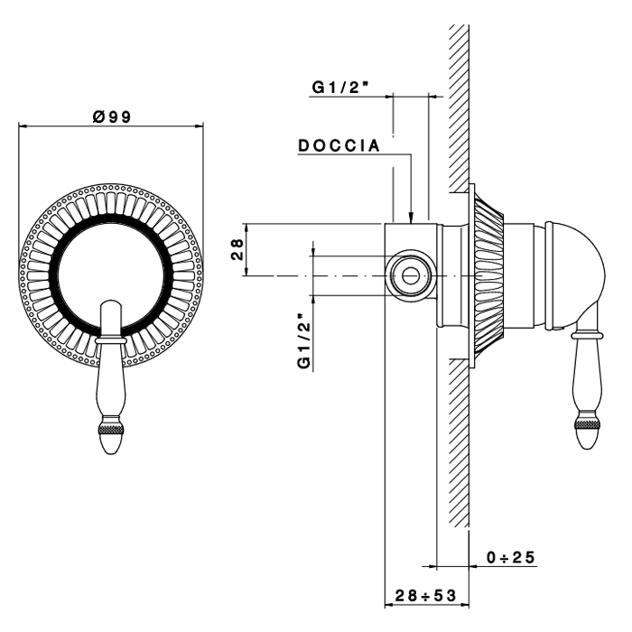 Nicolazzi Unico 4006, встраиваемая часть для душа, скрытый монтаж, подключение 1/2''(новый арт C4006), артикул 4006  (новый арт C4006)