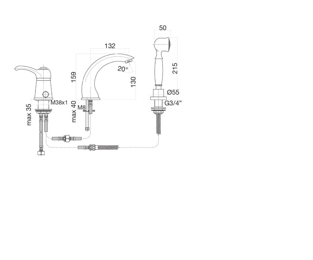 Смеситель на борт ванны Fiore JAFAR 47ZZ5105, бронза