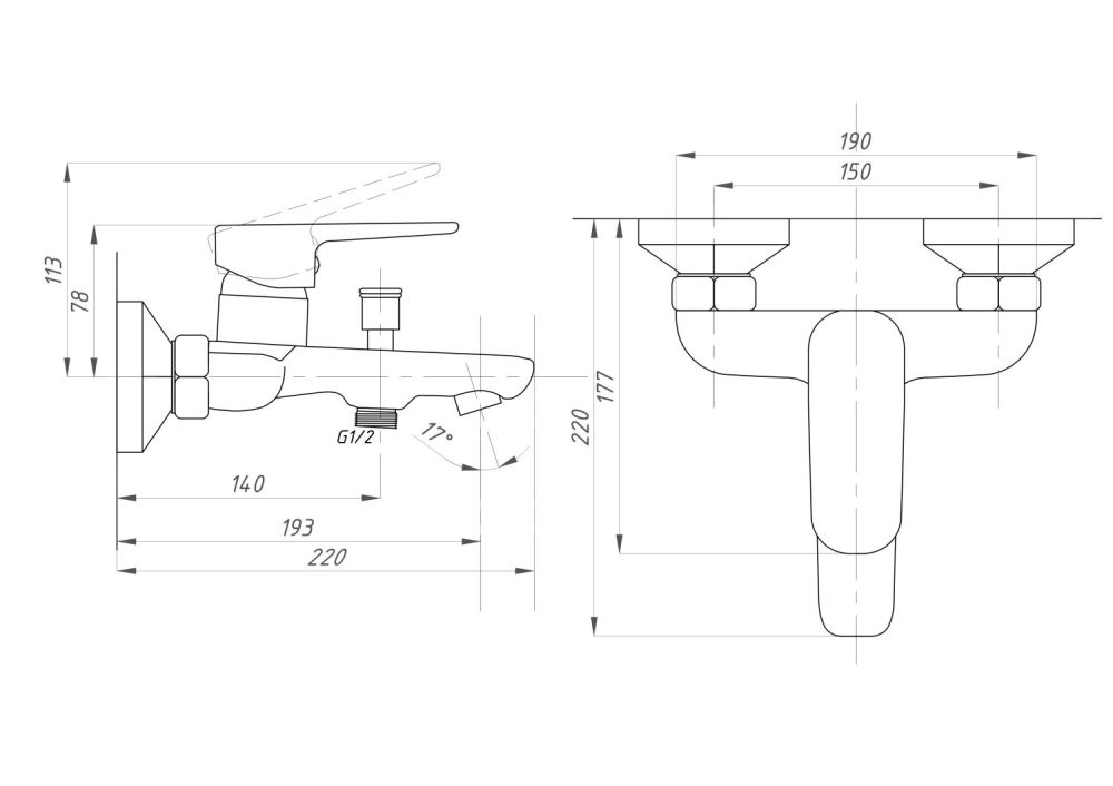 Смеситель для ванны с душем  ПСМ-Профсан Серия-200 (PSM-200-1) тип См-ВОРНШлА, артикул PSM-200-1