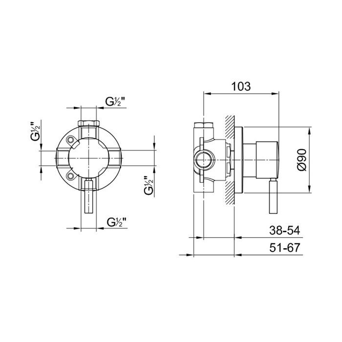 Fantini Внутренняя часть смесителя для душа, переключатель на 2 источника, с Eco System, 1/2''