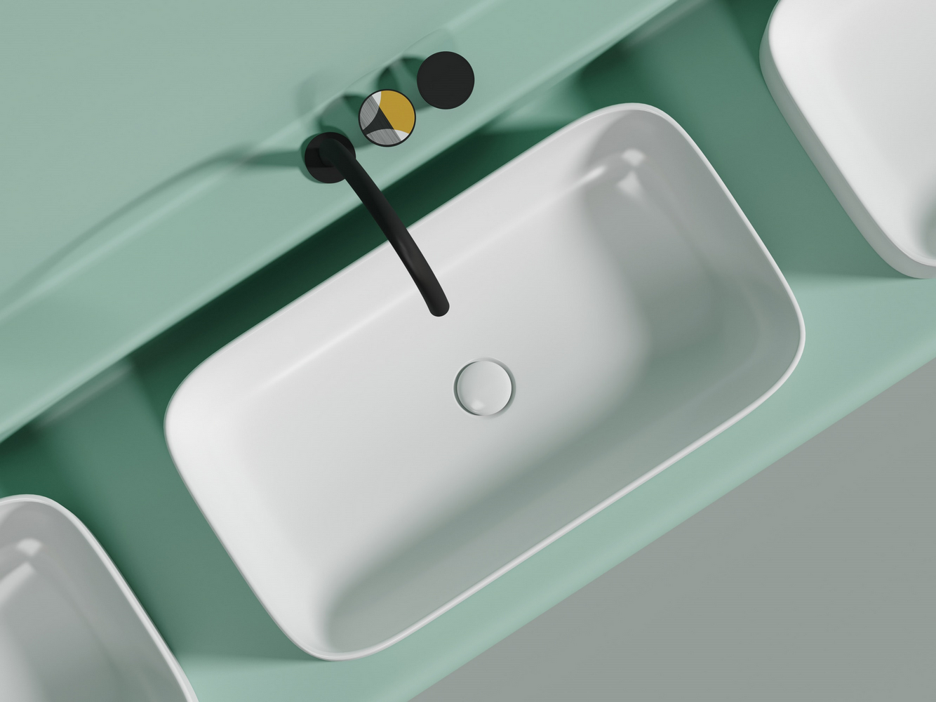 Умывальник чаша накладная прямоугольная (цвет Белый Матовый) Элемент (Element) 705x380x150мм, артикул CN6054MW