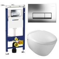 Комплект унитаза Jacob Delafon Presquile E4440-00 с инсталляцией Geberit Plattenbau Delta UP100 458.125.21.1 с сиденьем Микролифт и клавишей смыва Хром