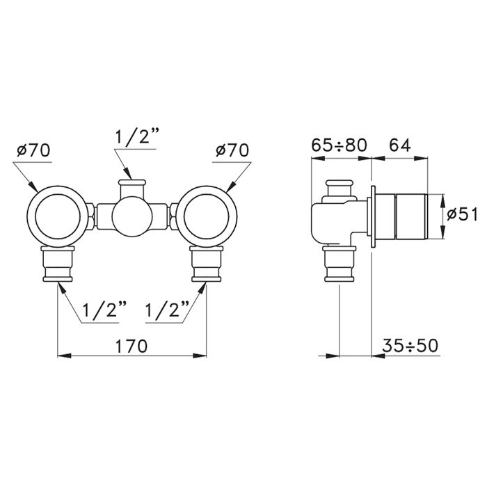 Stella Bamboo 3292TR Встраиваемый cмеситель для душа  без переключателя, цвет: хром