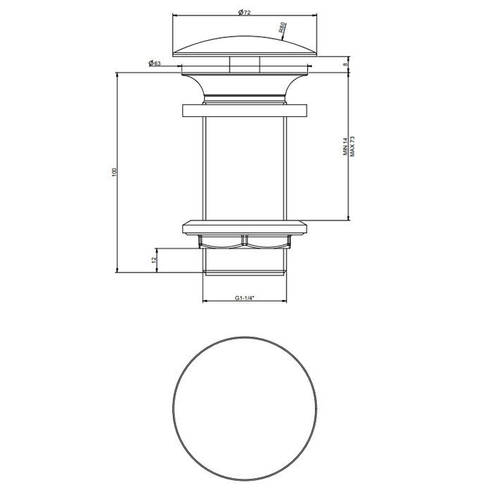 Gessi Донный клапан свободного слива 1 1/4”, без перелива, цвет: хром