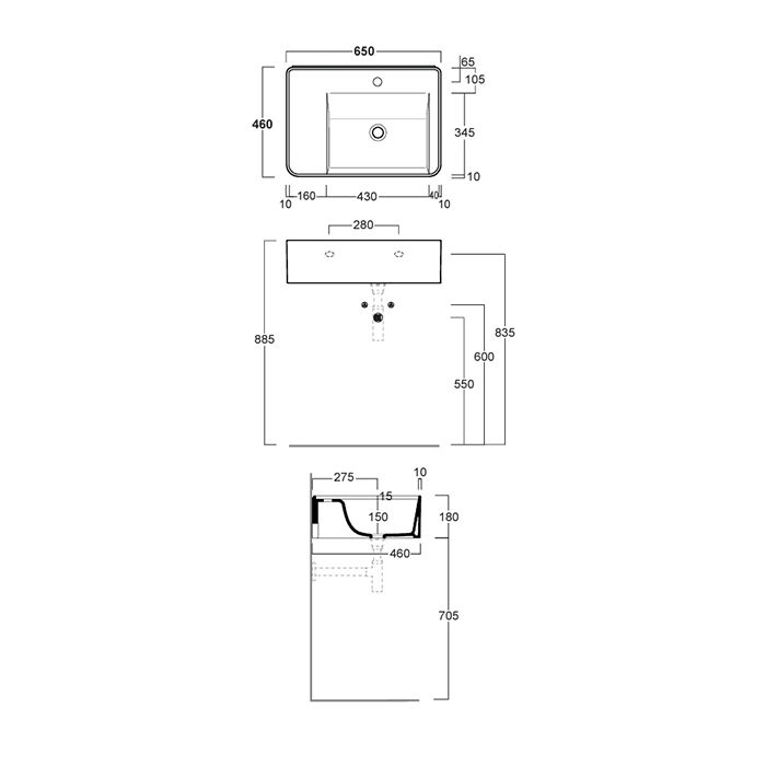 SIMAS RATIO  Раковина чаша подвесная  65x46xh18 см, с 1 отв. для смесителя, без перелива, цвет CARAMELLO