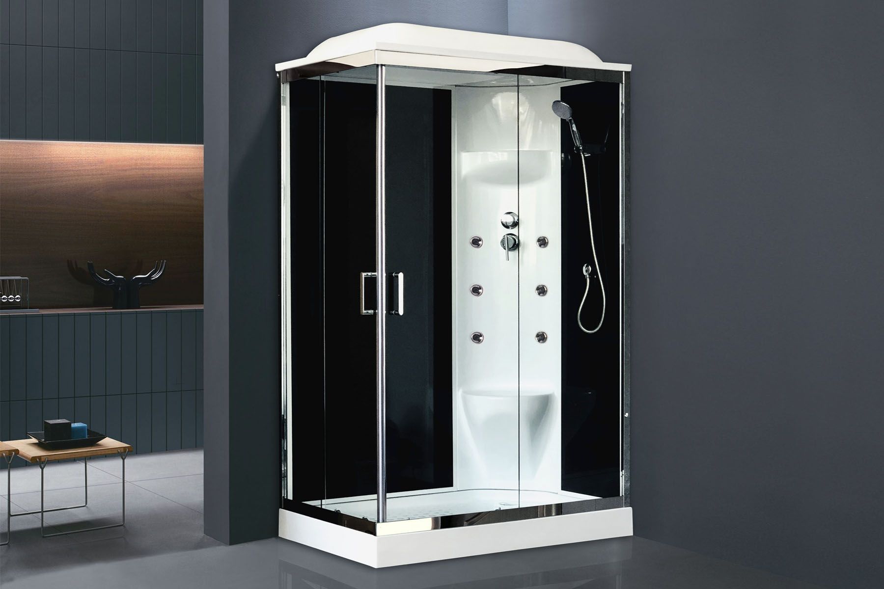 Душевая кабина Royal Bath RB 8120HP7-BT-CH (черное/прозрачное) правая Душевая кабина Royal Bath RB 8120HP7-BT-CH (черное/прозрачное) правая