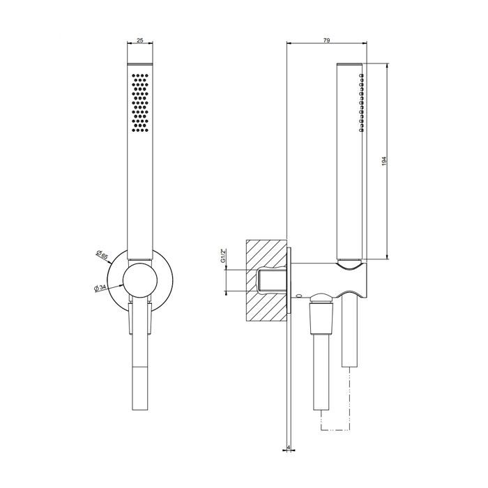 GESSI 316 Душевой комплект, +  вывод, держатель, шланг 1,50 м и душевая лейка, цвет: Black XL GESSI 316 Душевой комплект, +  вывод, держатель, шланг 1,50 м и душевая лейка, цвет: Black XL