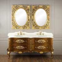 VIRGINIA База двойная L193xH82xP59 см. 4 ящика, цвет: Орех светл. глянц./декор золото, ручки золото