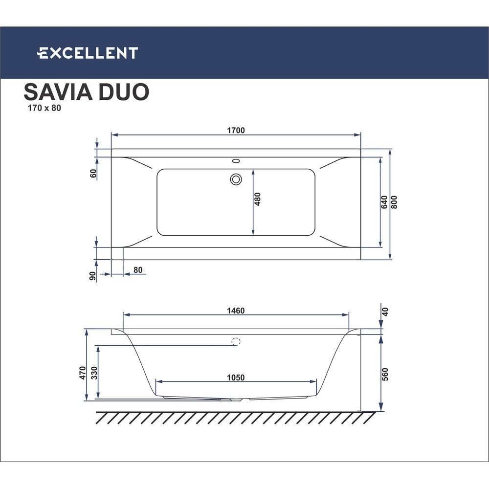 Ванна EXCELLENT Savia Duo 170x80 "SOFT" (хром)