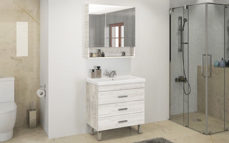 Тумба с раковиной Comforty Никосия 80Н 4142204 Дуб белый Тумба с раковиной Comforty Никосия 80Н 4142204 Дуб белый