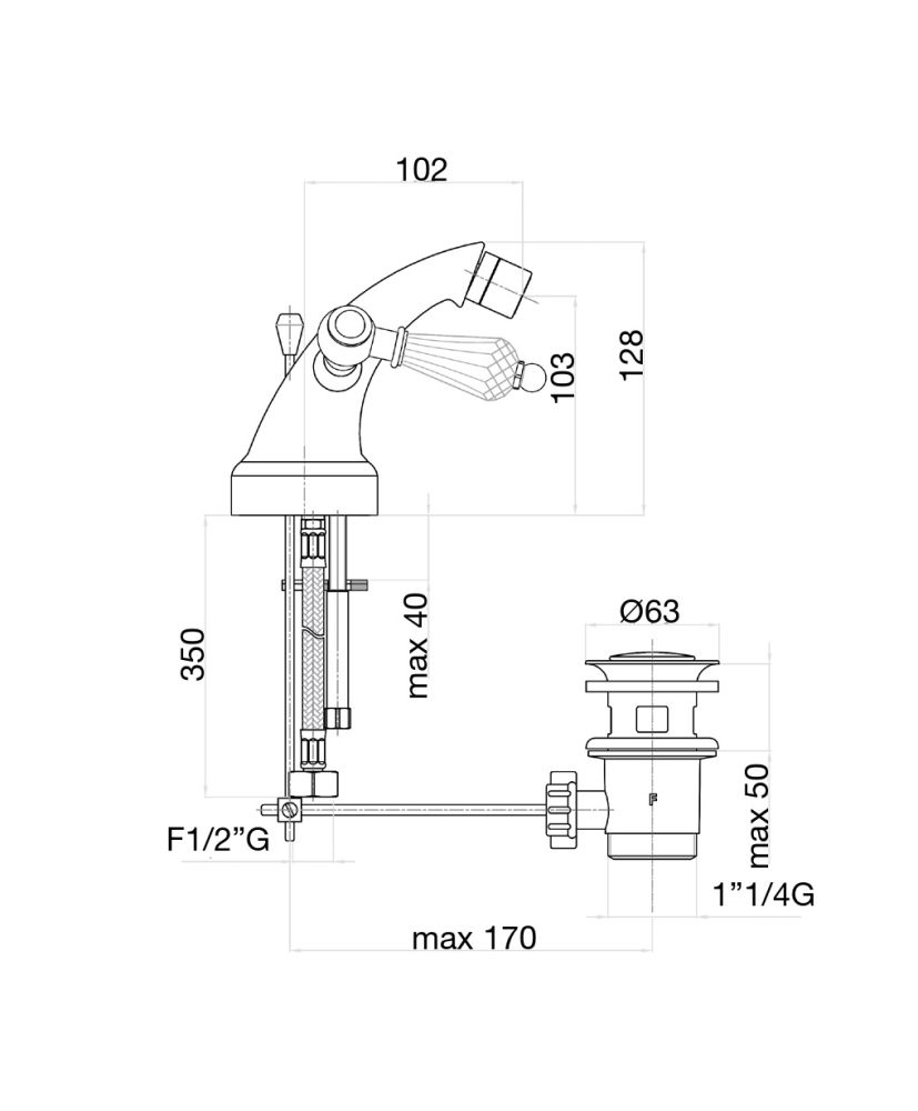 Смеситель для биде Fiore GIOIELLI (SWAROVSKI®) 08CO0632, хром/золото, артикул 08CO0632
