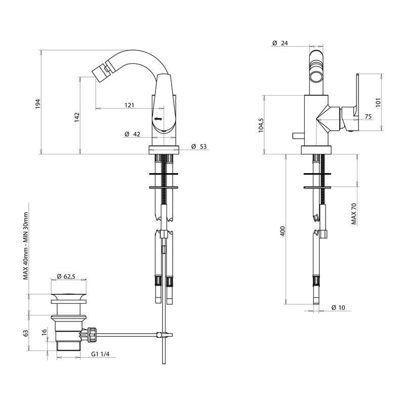 Bongio Pi7 Смеситель для биде, цвет хром