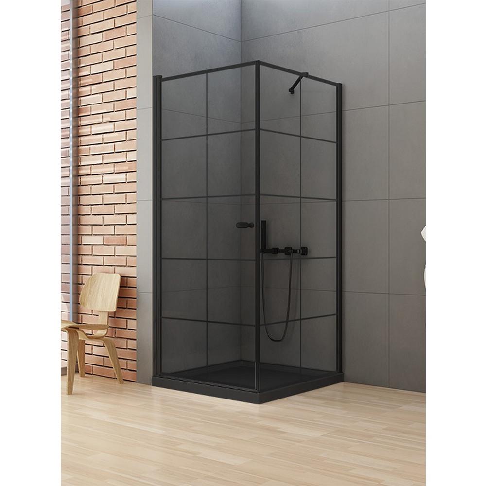 Душевое ограждение NEW TRENDY NEW SOLEO BLACK L 90x90x195 D-0285A/D-0120B (черный), артикул D-0285A/D-0120B