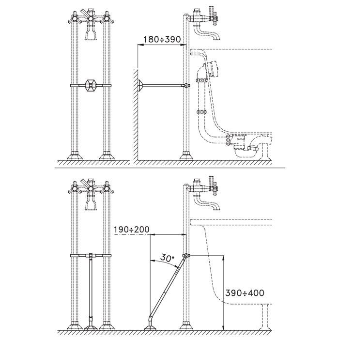 Stella Eccelsa Труба напольного смесителя для ванны 275, цвет: хром