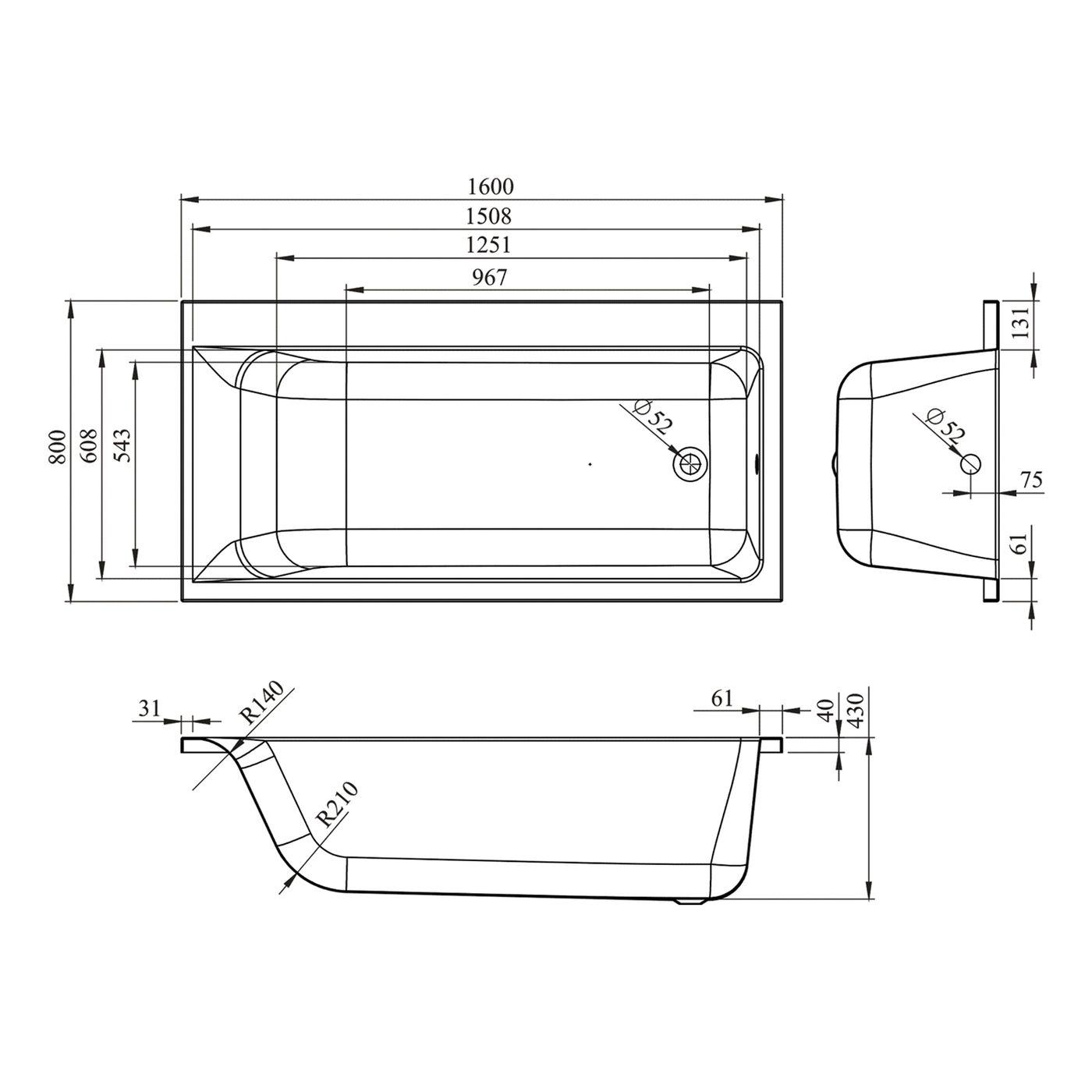 Комплект 5 в 1 Lavinia Boho Catani S4-371217PR, акриловая ванна 170x80 см (правый разворот), усиленный металлический каркас с монтажным набором, мягкий силиконовый подголовник, лицевой экран, хромотерапия