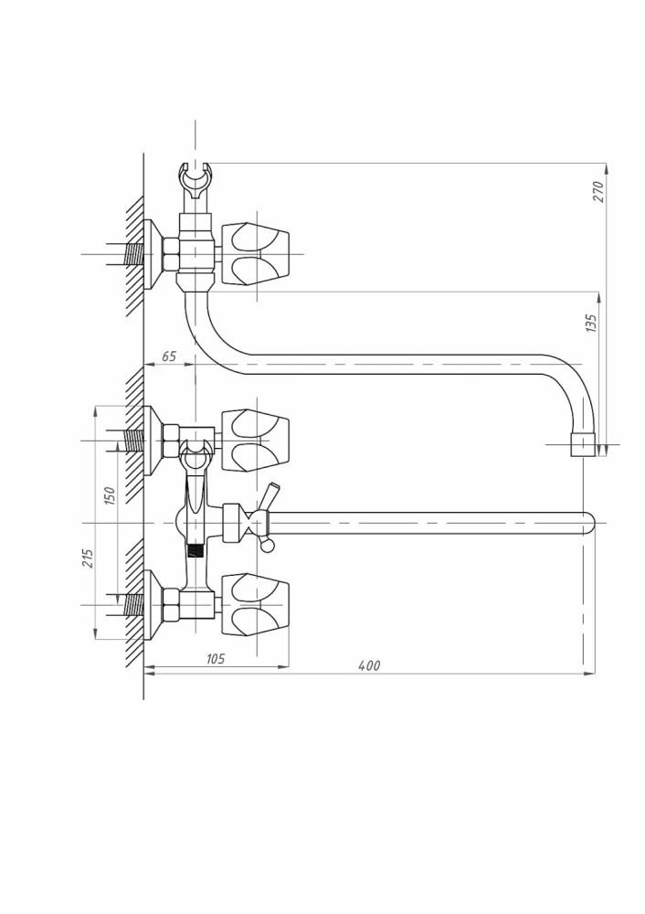 Смеситель для ванны с душем FAUZT FZs-317-76 тип См-ВУДРНШлА, артикул FZs-317-76