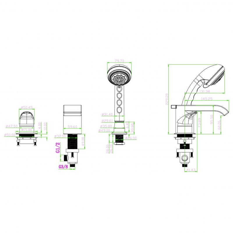 Смеситель на борт ванны Boheme Pacifica 492 Хром