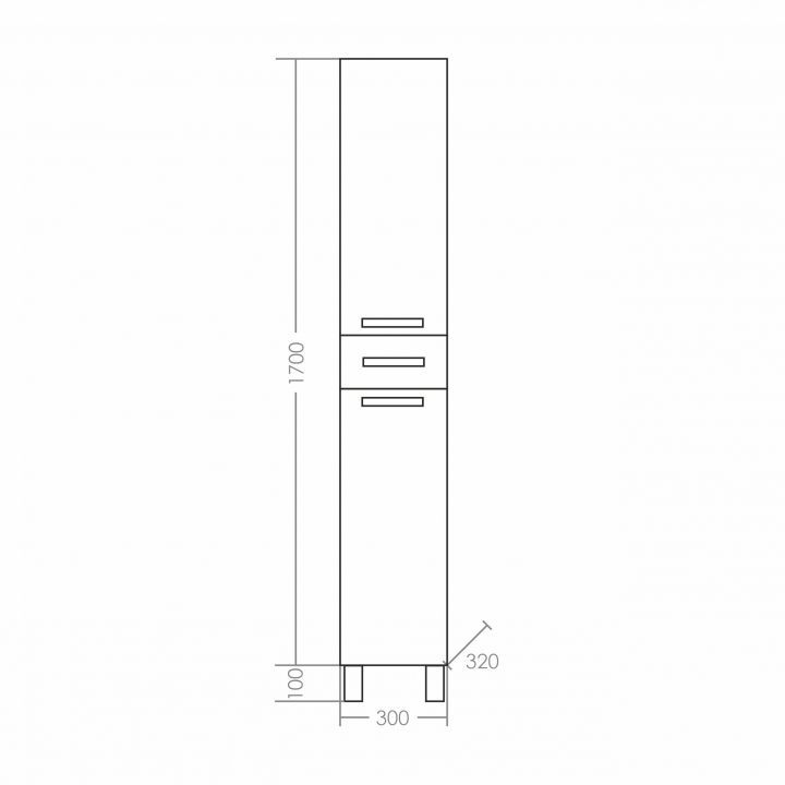 Шкаф-пенал СаНта Нептун 30, 530001, универсальной установки