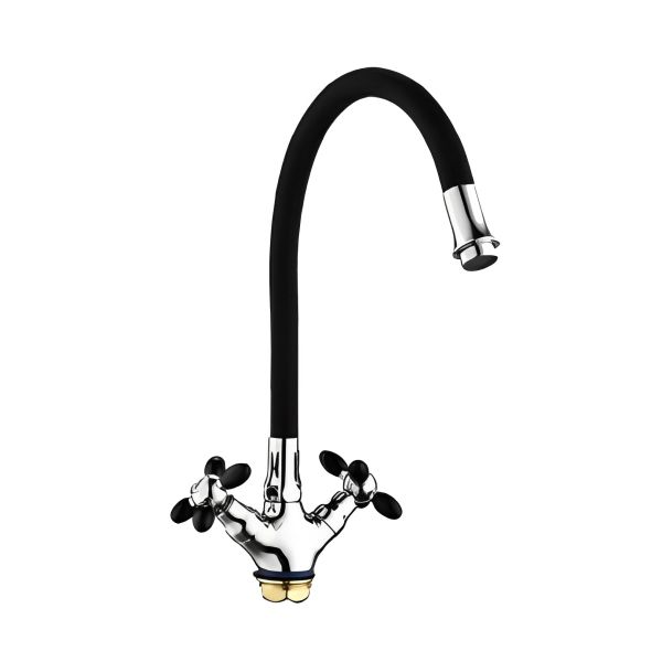 Смеситель для кухни с гибким изливом FASHUN A44127-7, хром/черный