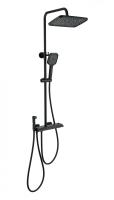 Душевая система с техническим душем и термостатом WONZON & WOGHAND MUSE Piano, Черный матовый (WW-B4132-A-MB)