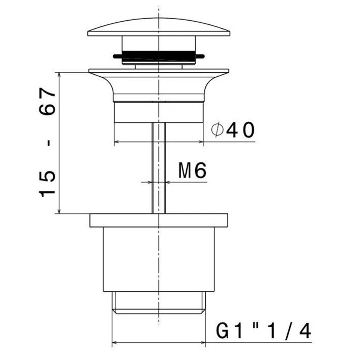 Донный клапан для раковины, матовый черный Донный клапан для раковины, матовый черный