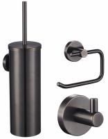 Набор аксессуаров из 3 предметов (крючок, держатель для бумаги, ершик) WONZON & WOGHAND, Темный графит (WW-8100-GM) Набор аксессуаров из 3 предметов (крючок, держатель для бумаги, ершик) WONZON & WOGHAND, Темный графит (WW-8100-GM)