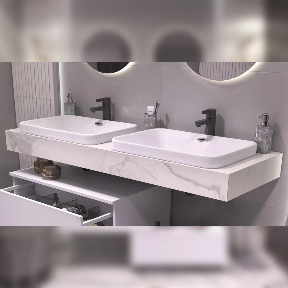 Столешница Velvex Unit 140, белый мрамор