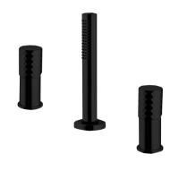 Fima Carlo Frattini Spillo Tech Смеситель на борт ванны, на 3 отв., с ручным душем., цвет: чёрный матовый