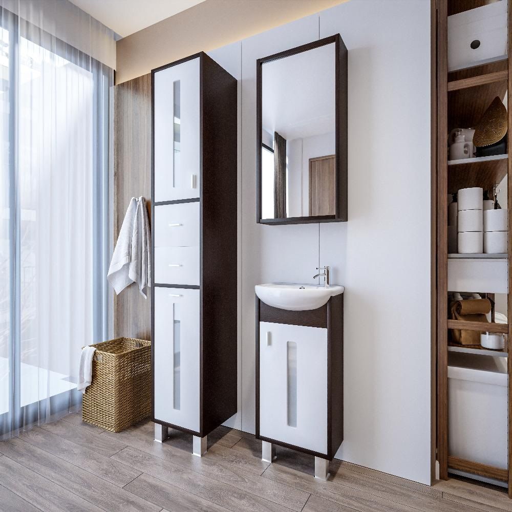 Комплект мебели для ванной Бриклаер БАЛИ 40V, венге/белый, артикул БАЛИ 40V