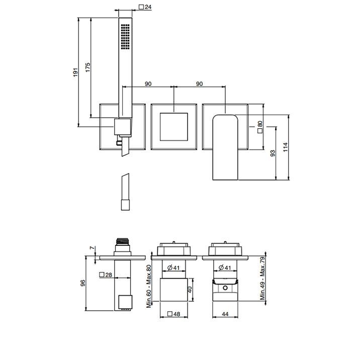Fima Carlo Frattini Fit Смеситель для душа, встраиваемый, на 2 источника, с ручным душем, цвет: хром