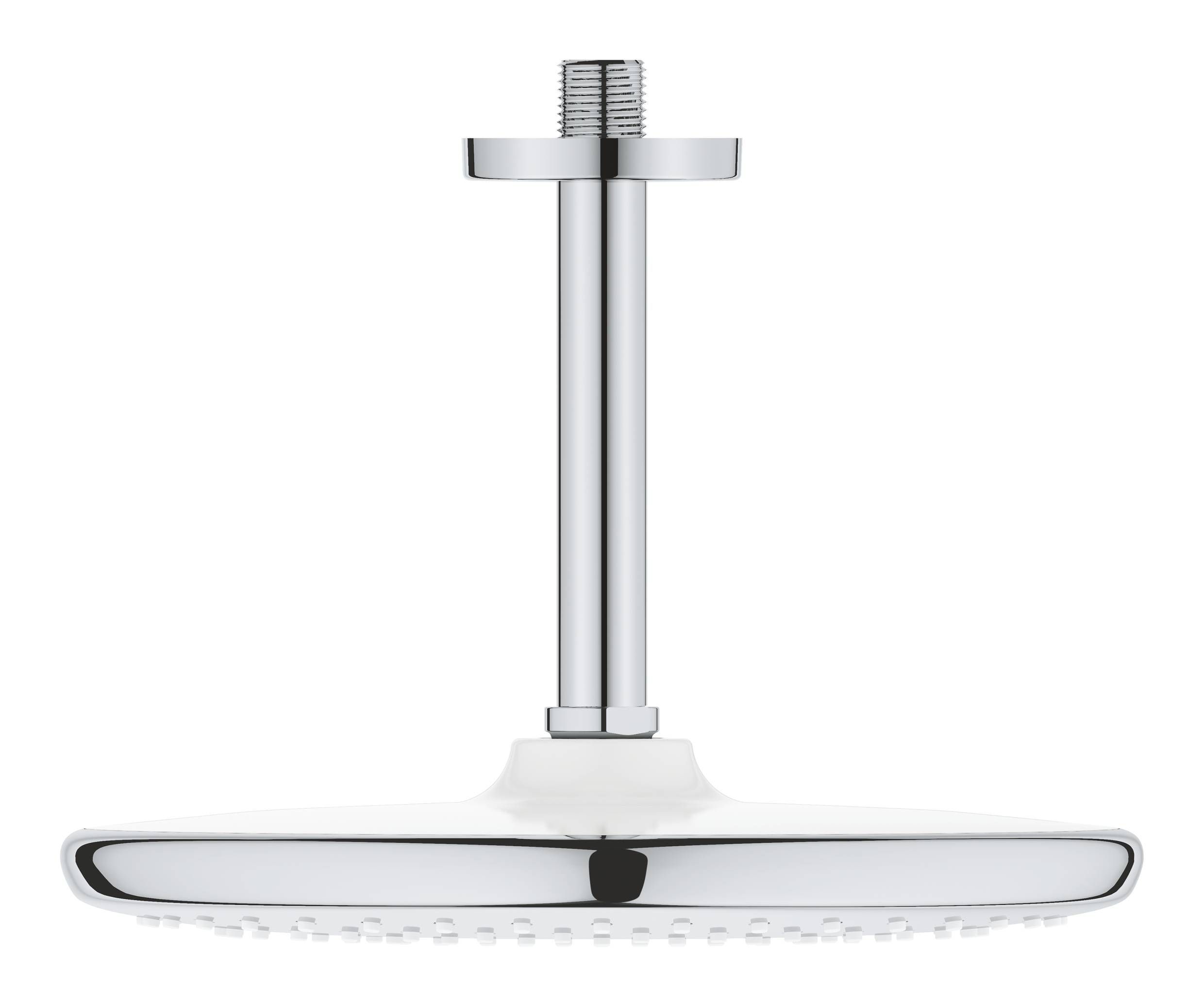 Верхний душ GROHE Tempesta 250, круглый (низ-хром, верх-белый) + Душевой кронштейн потолочный 142 мм, хром (26669000)
