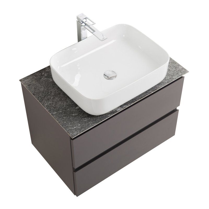 KRAFT База под раковину подвесная с фрезерованными ручками по всей длине фасада с двумя выкатн. ящ., Голубой Мат.,700x455x500,KRAFT-700-2C-SO-AO, артикул KRAFT-700-2C-SO-AO