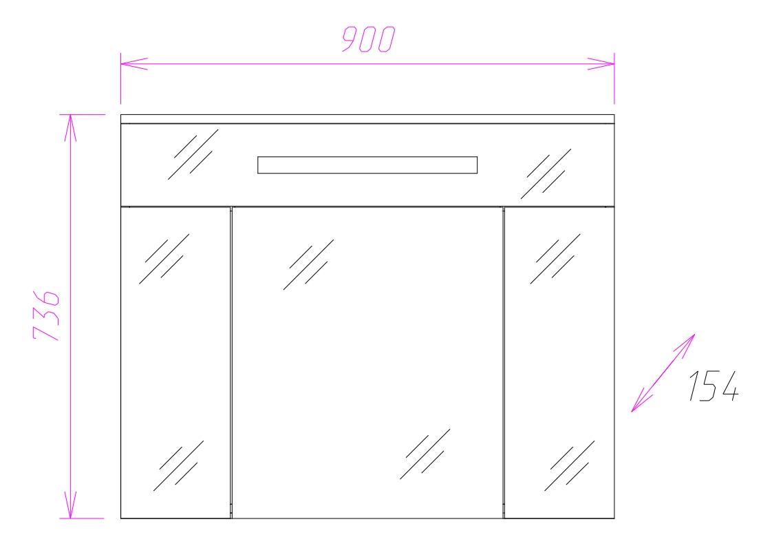 Шкаф-зеркало Onika Сигма 90 белый, c LED подсветкой