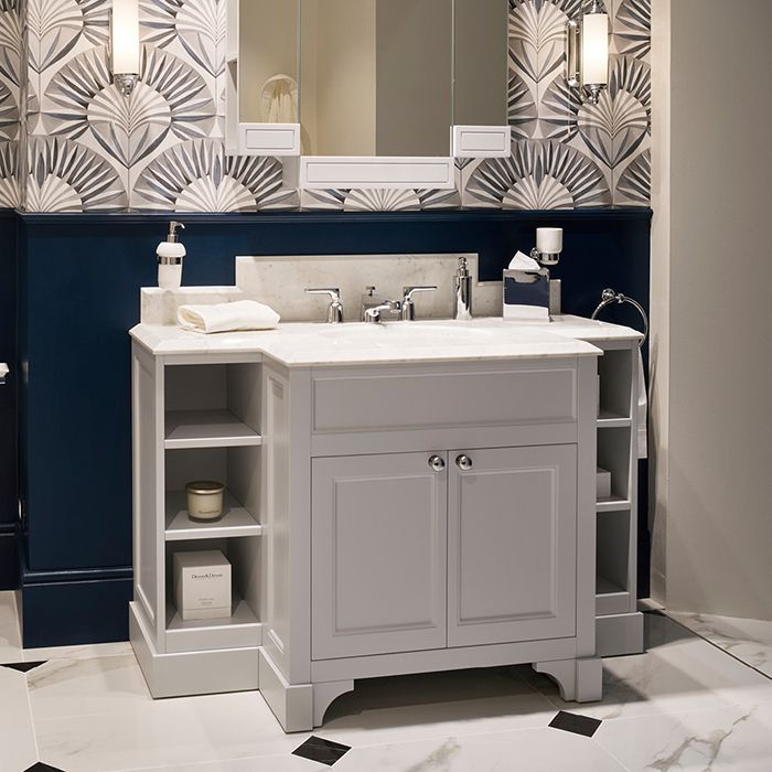 Devon Flair  Тумба под раковину 128х102 см, со столешницей из мрамора CALACATTA BORGHINI, раковина WHITE50 , цвет мебели  OFF WHITE, артикул FLAIROFCAL