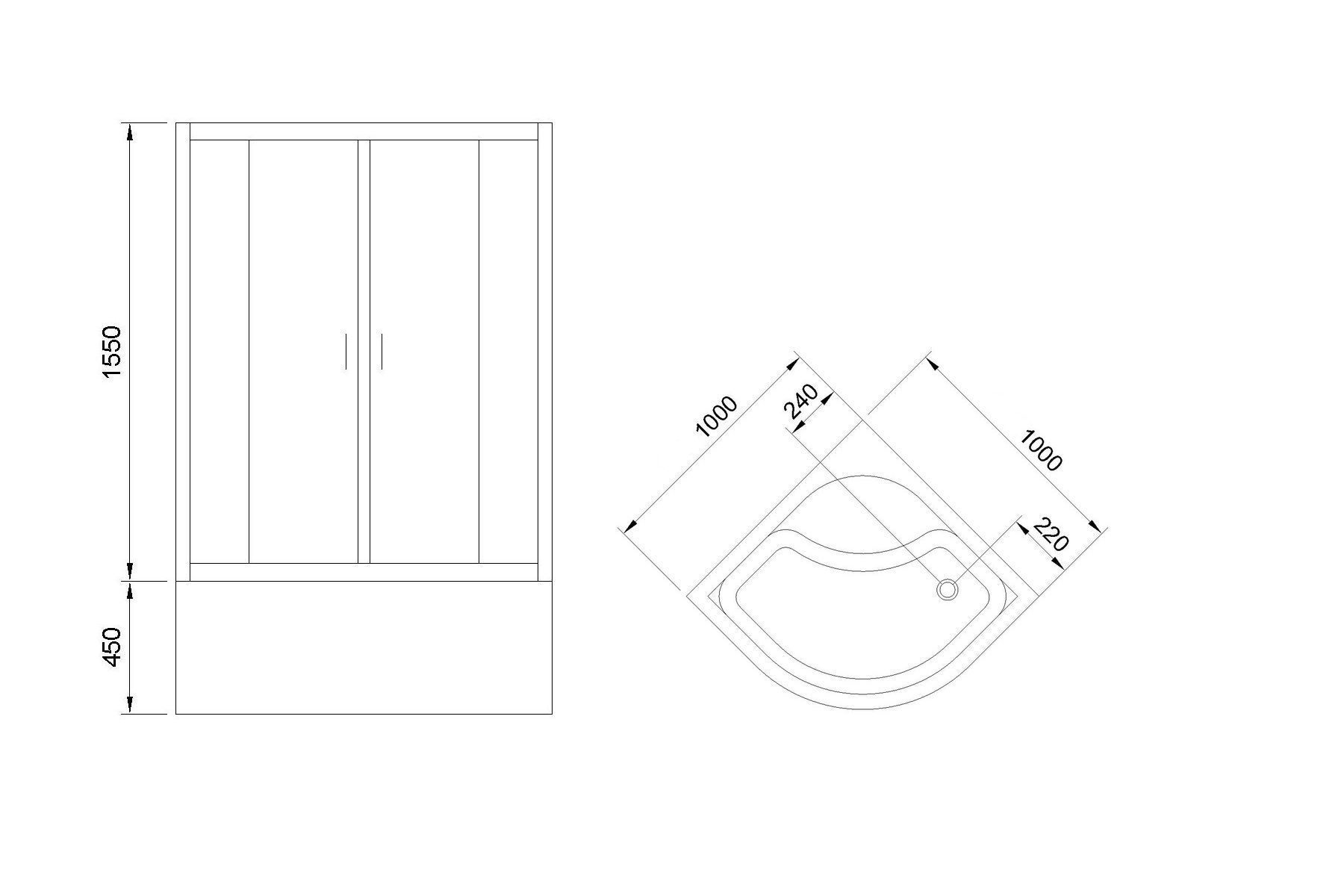 Душевой угол Royal Bath RB 100BK-T-BL (прозрачное)