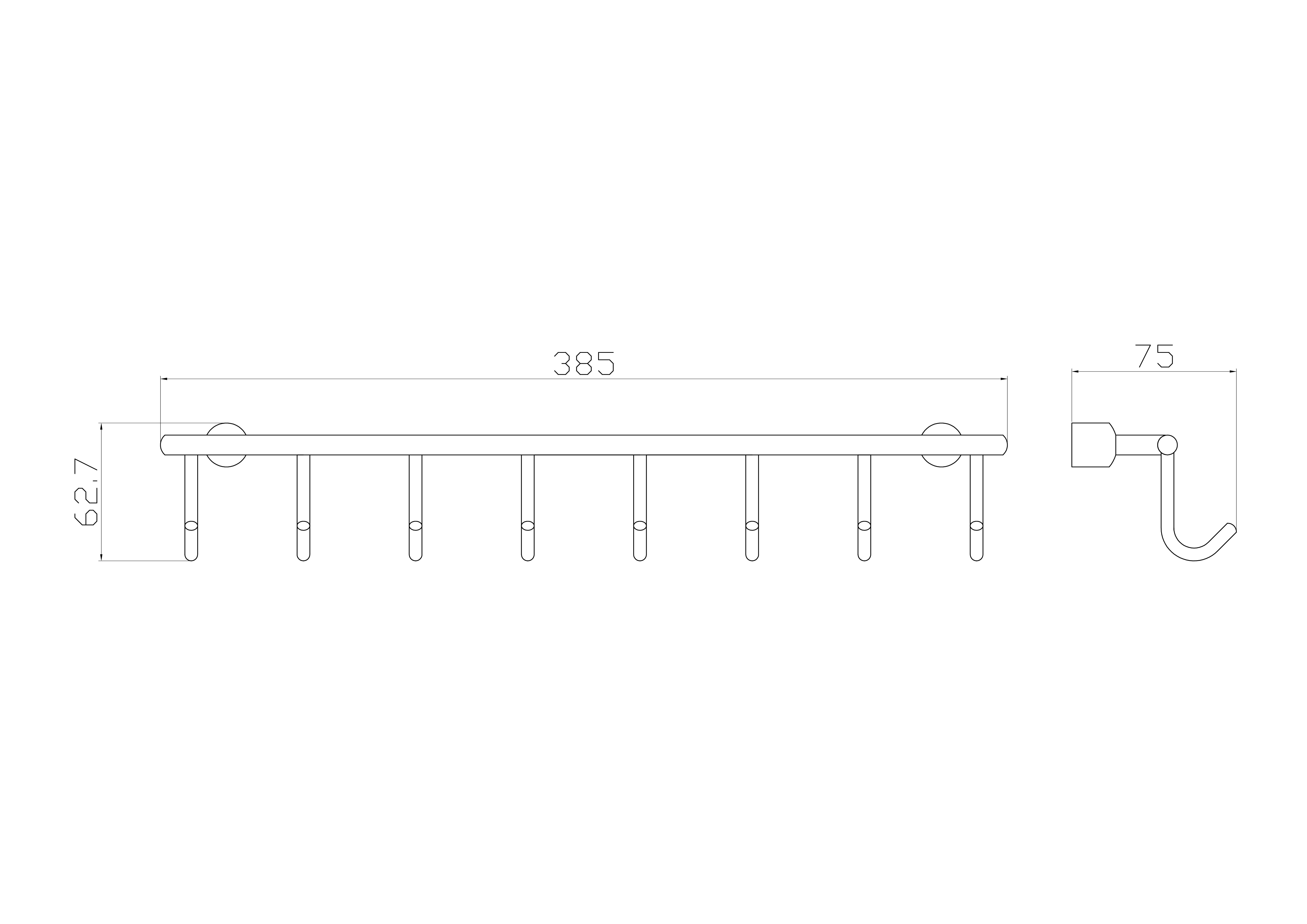 Вешалка с 8 крючками для ванной WONZON & WOGHAND, Хром (WW-9382-8)