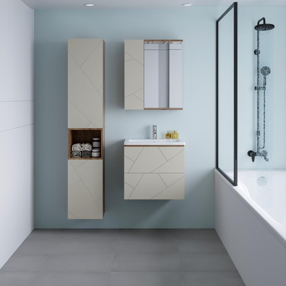 Тумба под раковину подвесная Бриклаер КРИСТАЛЛ латте, 60 см, артикул 4627125416927