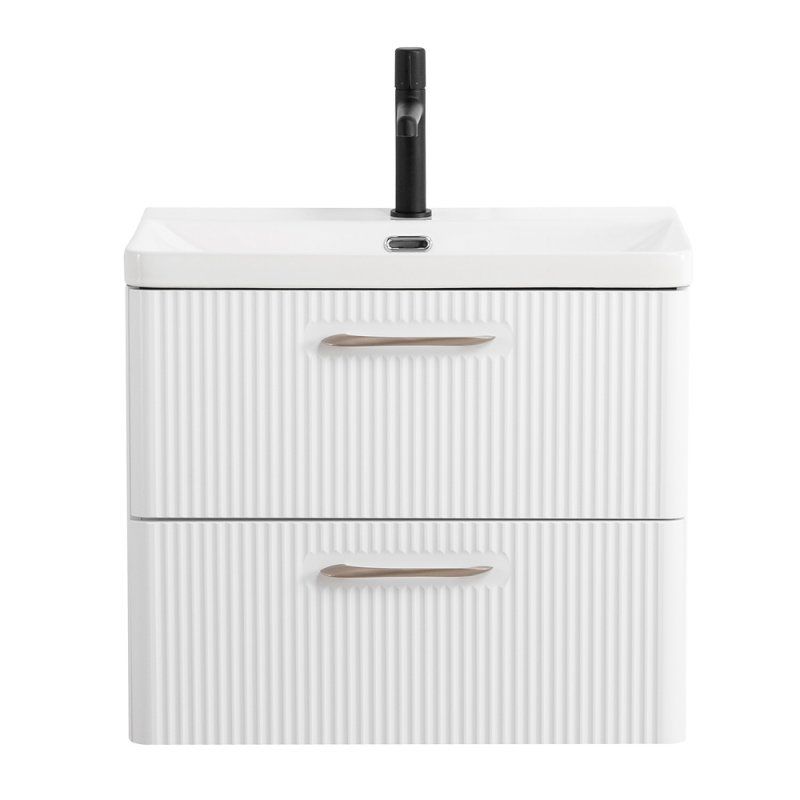 DUE База под раковину подвесная с двумя выкатными ящиками, Bianco Lucido, 606x423x500, DUE-600-2C-SO-BL-P, артикул DUE-600-2C-SO-BL-P