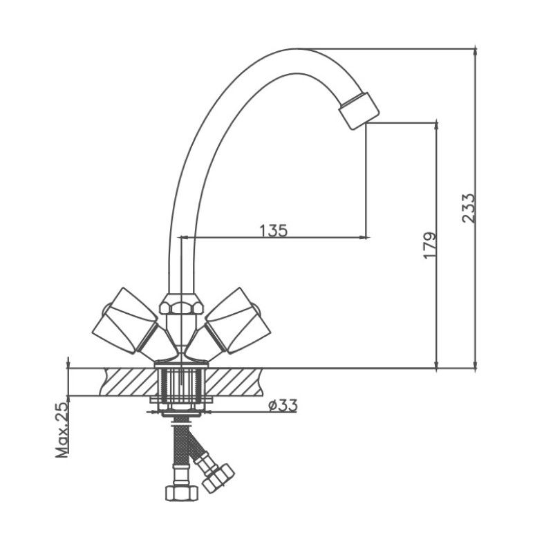 Смеситель для кухни Cron CN4011-2, хром
