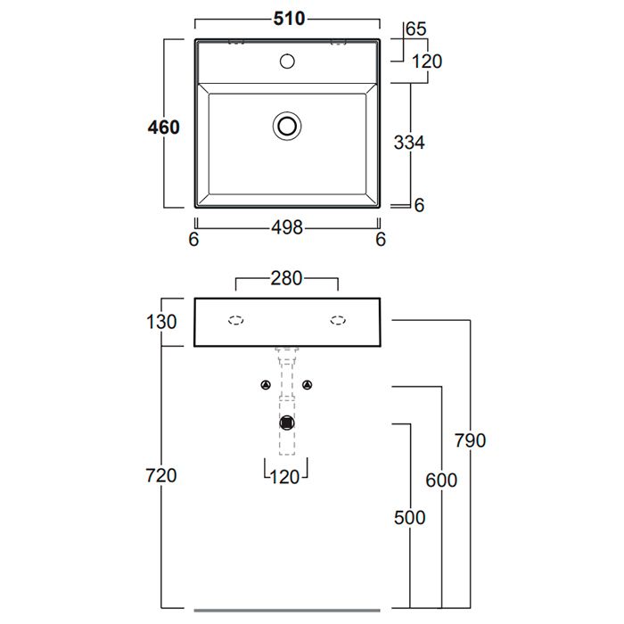 SIMAS AGILE Раковина подвесная 51х46 см, с переливом, с 1 отв под смеситель,цвет белый матовый