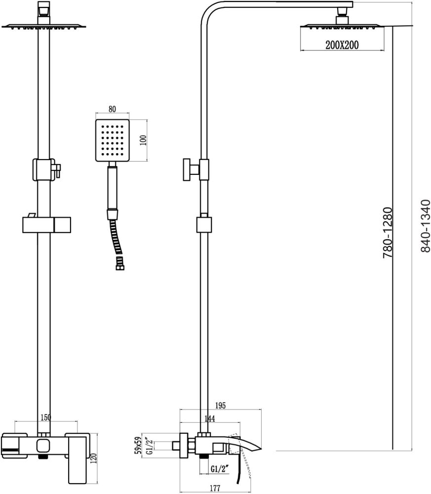 Душевая система Fmark FS8645, сатин, артикул FS8645