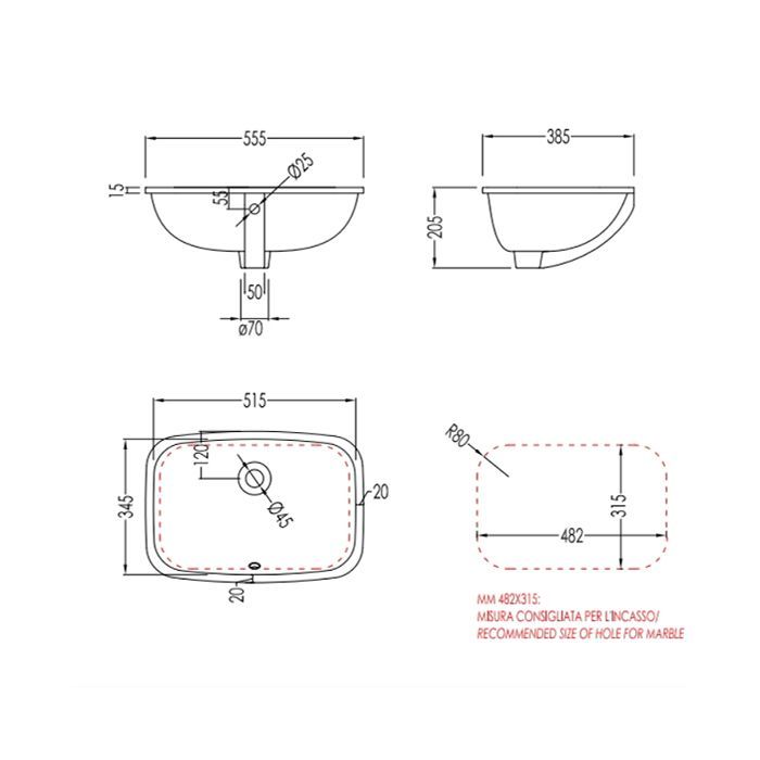 Devon Swindon Раковина встраиваемая под столешницу (55,5х38,5 cм), цвет: черный (все раковины С ДЕФЕКТАМИ на ЭМАЛИ)