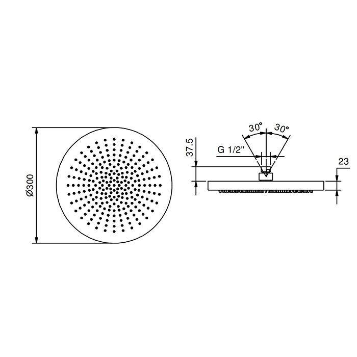 FANTINI Верхний душ Ø300 мм., цвет Matt Gun Metal PVD