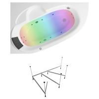 Гидромассажный комплект с хромотерапией 5 в 1 Lavinia Boho Bell Pro 36115H0C, акриловая ванна 150x100 см (левый разворот), каркас с монтажным набором, подголовник, хромотерапия, гидромассаж